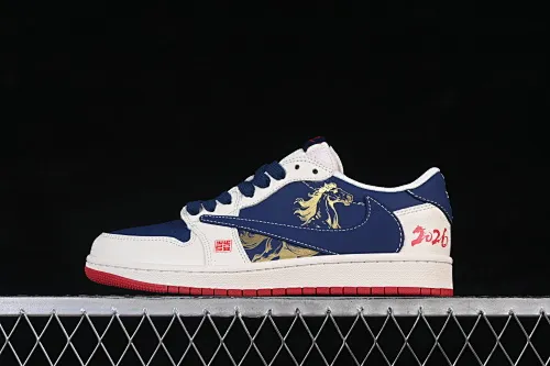 All Categories Air Jordan Jordan Series Basketball Shoes Air Jordan 1 Low High-end Customized Low-top Shoes Travis Scott x Fragment Design x Air Jordan 1 Low OG SP AJ1 Joe 1 Year of the Horse Limited Edition Navy Zebra Low-top Cultural Casual Shoes FF9989-011